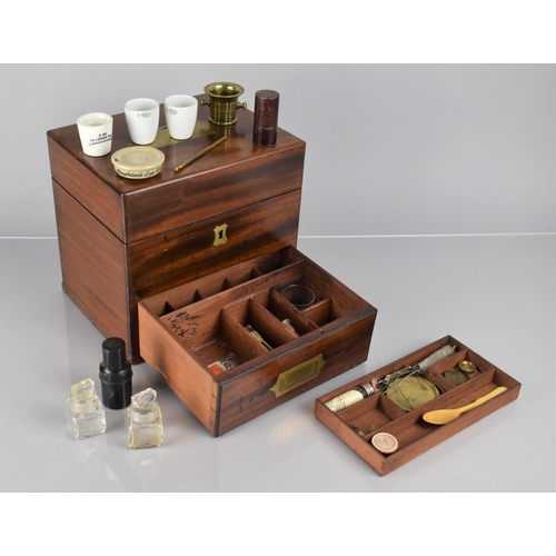 1 - A 19th Century Mahogany Campaign or Travelling Apothecary Box with Hinged Lid having Inset Brass Han... 