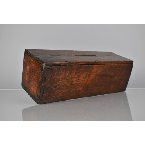 13 - An Early 19th Century Welsh Oak Folk Art Money Box, Constructed with Primitive Dovetail Joints, 11cm... 