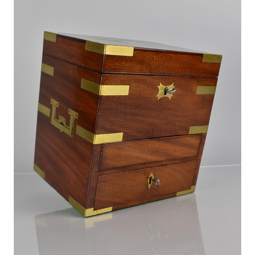 2 - A Good Brass Inlaid Mahogany Campaign Apothecary Box with Hinged Lid to Fitted Top Section with Vari... 