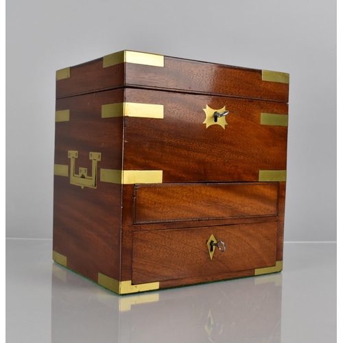 2 - A Good Brass Inlaid Mahogany Campaign Apothecary Box with Hinged Lid to Fitted Top Section with Vari... 