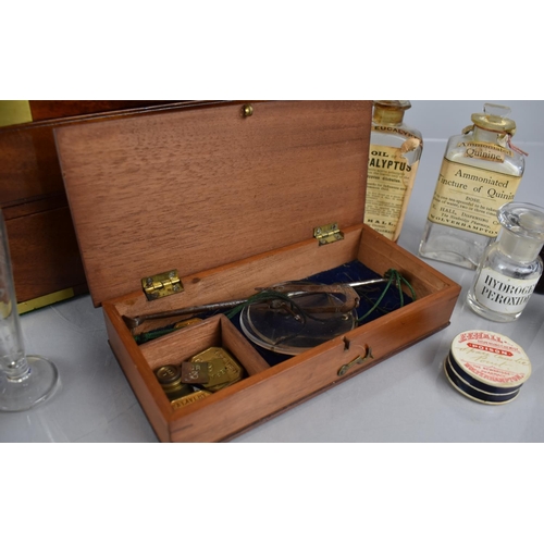 2 - A Good Brass Inlaid Mahogany Campaign Apothecary Box with Hinged Lid to Fitted Top Section with Vari... 