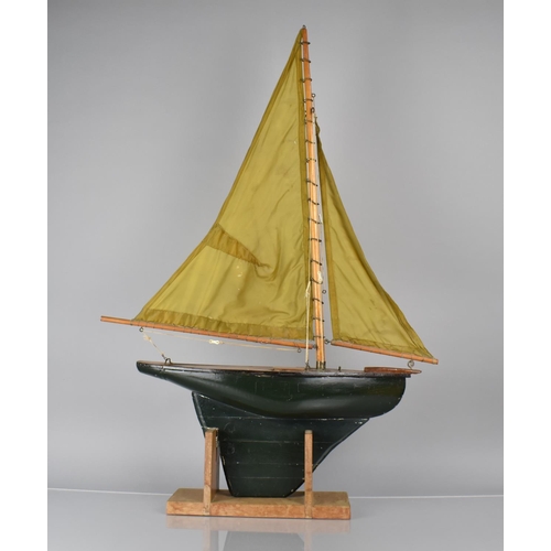 107 - An Early 20th Century Pond Yacht, with two Sails and Carved Wooden Deck and Hull, Supported on Later... 