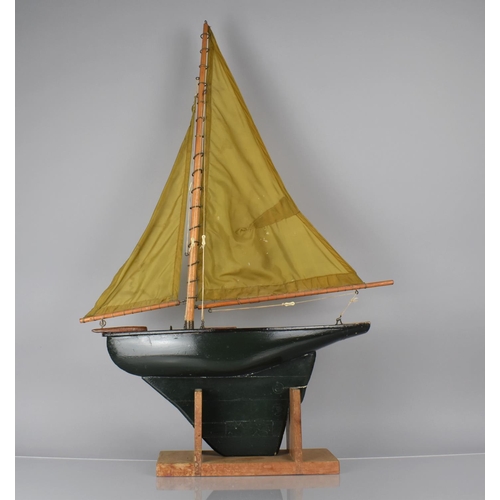 107 - An Early 20th Century Pond Yacht, with two Sails and Carved Wooden Deck and Hull, Supported on Later... 