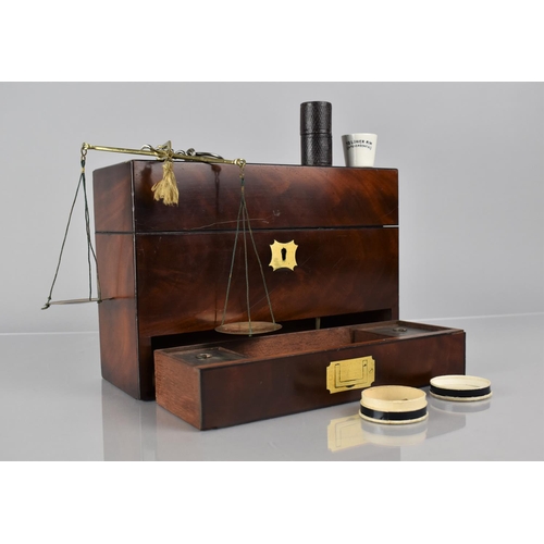 3 - A Late 18th/Early 19th century  Mahogany Campaign Apothecary Box having Hinged Lid with Inset Brass ... 