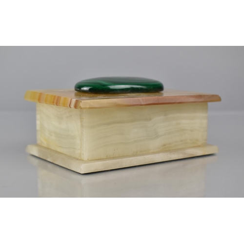 210 - An Early 20th Century Art Deco Alabaster and Malachite Trinket Box, 10x14x6cms High