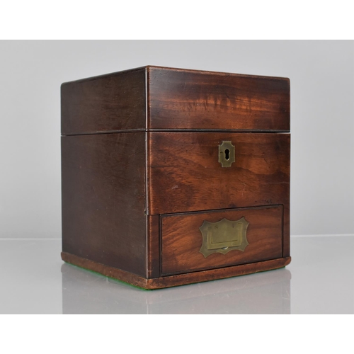 4 - A 19th Century Mahogany Campaign Apothecary Box with Paper Label for Moxon Smith, Hill, Hinged Lid w... 