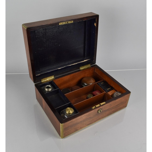 7 - A 19th Century Inlaid Rosewood Workbox with Hinged Lid to Fitted Interior and Containing a Number of... 