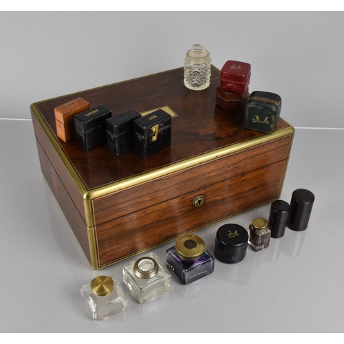 7 - A 19th Century Inlaid Rosewood Workbox with Hinged Lid to Fitted Interior and Containing a Number of... 