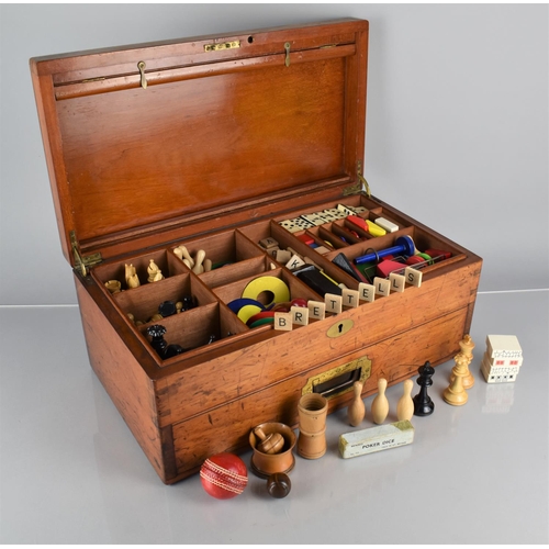 8 - A Late Victorian/Edwardian Mahogany Cased Games Compendium with Hinged Lid to Fitted Interior and Ba... 