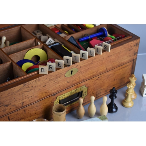 8 - A Late Victorian/Edwardian Mahogany Cased Games Compendium with Hinged Lid to Fitted Interior and Ba... 