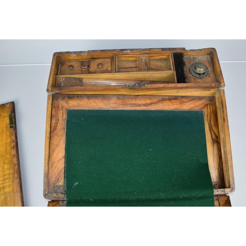 14 - An Olive Wood Writing Slope in Need of Some Repair to Hinged, Lift and Fall Front Inscribed 