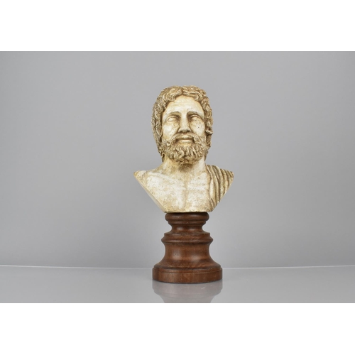 79 - An Early 20th Century Plaster Museum Copy of a Classical Male Bust Mounted on a Turned Wooden Socle,... 