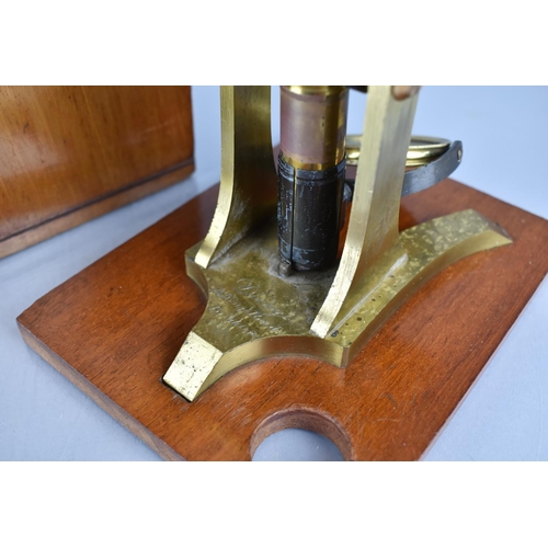 29 - A 19th Century Cased Brass Compound Microscope with Spare Lenses, Accessories and Prepared Slides, S... 