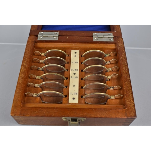 35 - A Vintage Cased Univis Trifocal Trial Set by United Kingdom Optical 6 with Univis Presbyopia Chart