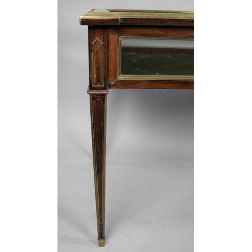 37 - An Edwardian Bijouterie Table in Brass Inlaid Mahogany Having Lifting Lid and Tapering Square Suppor... 