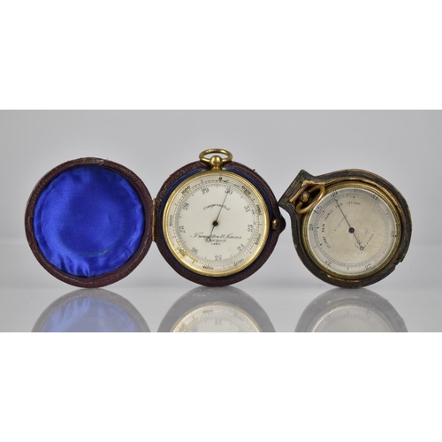 38 - A 19th Century Brass Cased Troughton and Simms Compensated Pocket Barometer, The Silver Dial Numbere... 