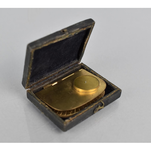 41 - A Rare Victorian 1875 Patent Brass Pocket Sundial with Original Leather mounted Case after J Baum an... 