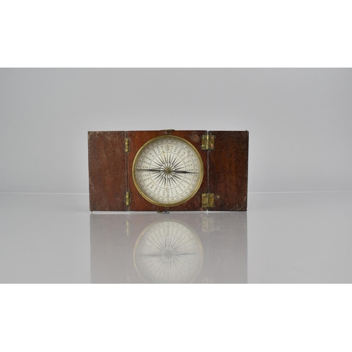 42 - A 19th Century Mahogany and Brass Cased Navigation Compass, the Case with Twin Hinged Covers and One... 