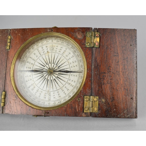 42 - A 19th Century Mahogany and Brass Cased Navigation Compass, the Case with Twin Hinged Covers and One... 