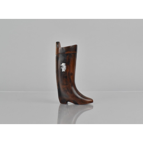 43 - A 19th Century Treen Snuff in the Form of a Riding Boot, 10cms High