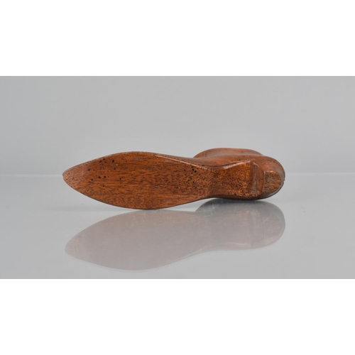 44 - A 19th Century Treen Pin Cushion in the Form of a Ladies Shoe, 13cms Long