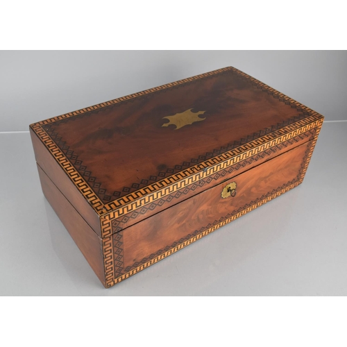 47 - A Good Quality 19th Century Inlaid Mahogany Writing Slope having Fitted Interior with Two Brass Topp... 