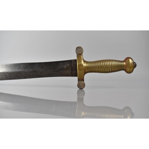 136 - A French 'Gladius' or 'Cabbage Cutter' Brass Handled Short Sword with Solid Ribbed Grip, No Scabbard... 