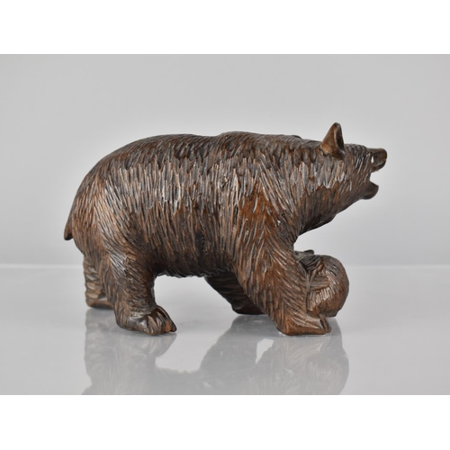 62 - A Black Forest Carved Study of Bear with Cub, Both with Glass Eyes