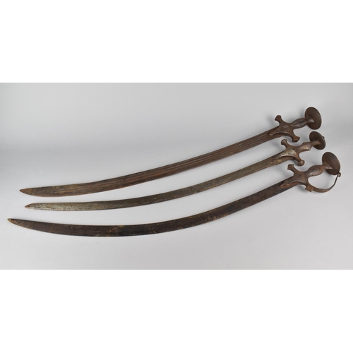 138 - A Collection of Three 19th Century Indian Talwars, One with Triple Fullered Blade