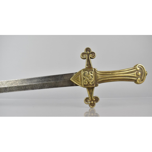 140 - An 1856 Pattern British Bandsman Sword with Brass Handle, No Scabbard