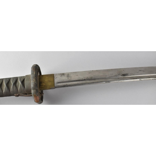 139 - A Japanese WWII Katana, The Blade Numbered 5333 Having Brass Sleeve and with Bound Shagreen Grip. St... 