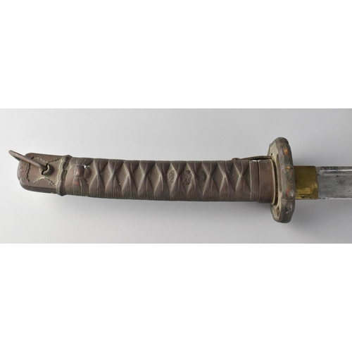 139 - A Japanese WWII Katana, The Blade Numbered 5333 Having Brass Sleeve and with Bound Shagreen Grip. St... 