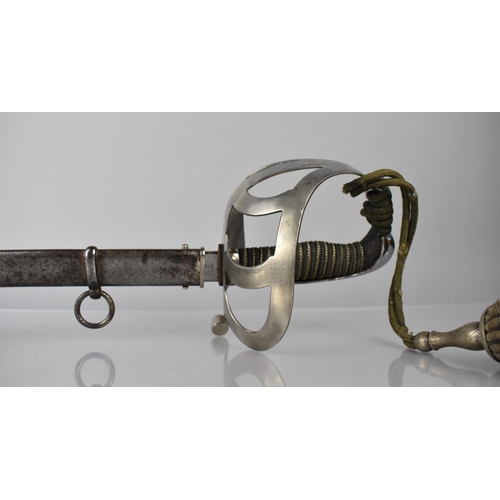 144 - A Dutch Model 1872 Cavalry Officers Sword by WK and Co, wired Shagreen Grip, Bullion Knot and Metal ... 