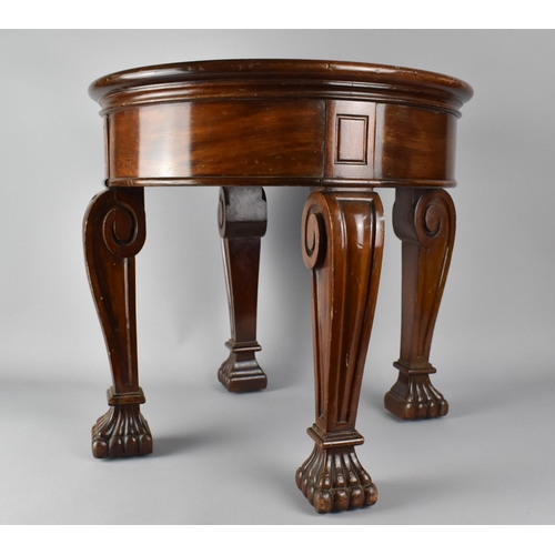 490 - An Early 20th Century Low Drum table with a Solid Top Supported on Stylised Cabriole Legs and Claw F... 