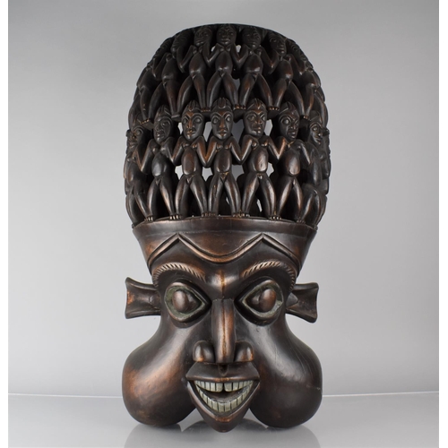 152 - A Large Carved Wooden African Mask or Stand, 80cm High