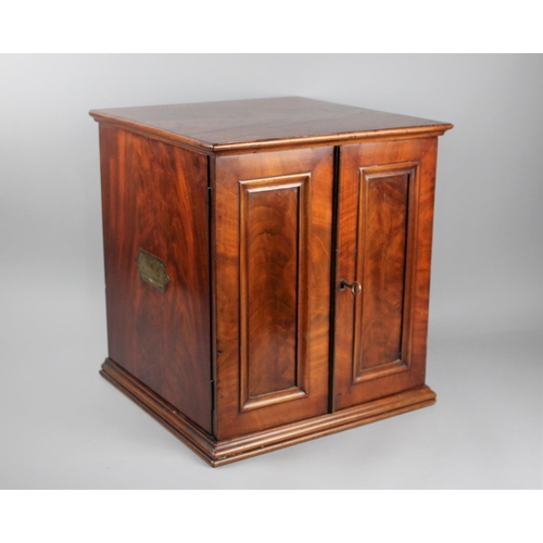 72 - A 19th Century Mahogany Table Top Collectors Chest with Two Banks of Nine Drawers Behind Panelled Do... 