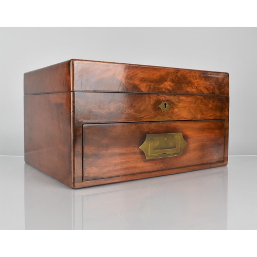 6 - A Mid 19th Century Mahogany Campaign Apothecary Box with Hinged Lid to Fitted Interior and Base Draw... 