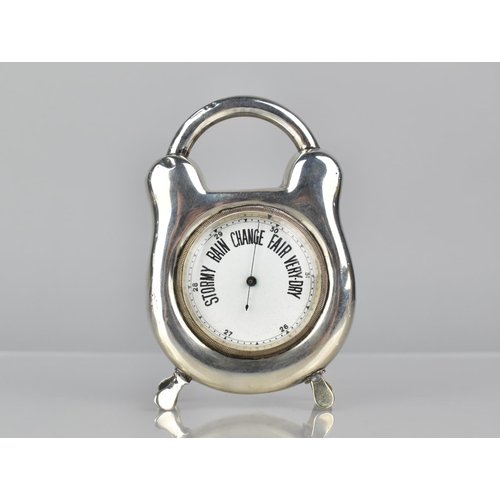 227 - An Edward VII Silver Novelty Barometer Modelled as a Padlock, London 1905, Makers mark Rubbed, Possi... 