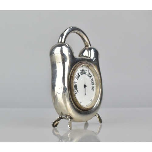 227 - An Edward VII Silver Novelty Barometer Modelled as a Padlock, London 1905, Makers mark Rubbed, Possi... 