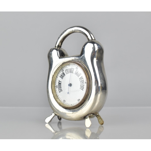 227 - An Edward VII Silver Novelty Barometer Modelled as a Padlock, London 1905, Makers mark Rubbed, Possi... 