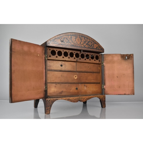 16 - A 19th Century Continental Arched Ladies Table Top Work Chest with Hinged Lid and Two Doors to Two S... 