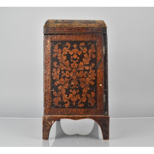 16 - A 19th Century Continental Arched Ladies Table Top Work Chest with Hinged Lid and Two Doors to Two S... 