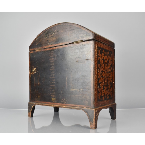 16 - A 19th Century Continental Arched Ladies Table Top Work Chest with Hinged Lid and Two Doors to Two S... 