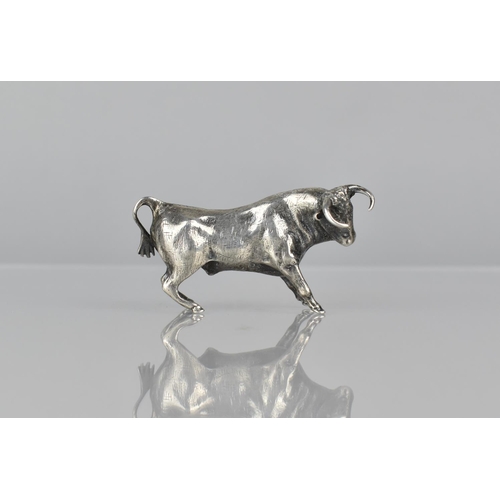 228 - A Silver Study of a Spanish Bull, 7cms Wide