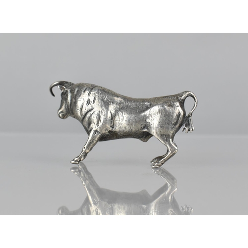 228 - A Silver Study of a Spanish Bull, 7cms Wide