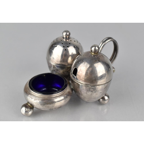 230 - A George V Silver Cruet Set on Stand by Atkin Brothers, Sheffield 1925, with Scrolled Handle and Set... 