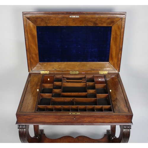 27 - A 19th Century Mahogany Ladies Work Table with Hinged Lid to Fitted Interior, Inner Removable Tray, ... 