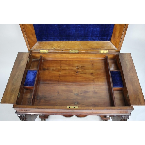 27 - A 19th Century Mahogany Ladies Work Table with Hinged Lid to Fitted Interior, Inner Removable Tray, ... 