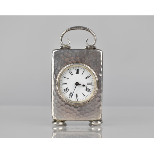 233 - A Victorian Silver Miniature Carriage Clock, Birmingham 1900, The Case of Hammered Form with White E... 