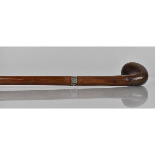 167 - A Late 19th/Early 20th Century Sunday Morning Golf Stick with White Metal Collar in the Form of a Be... 